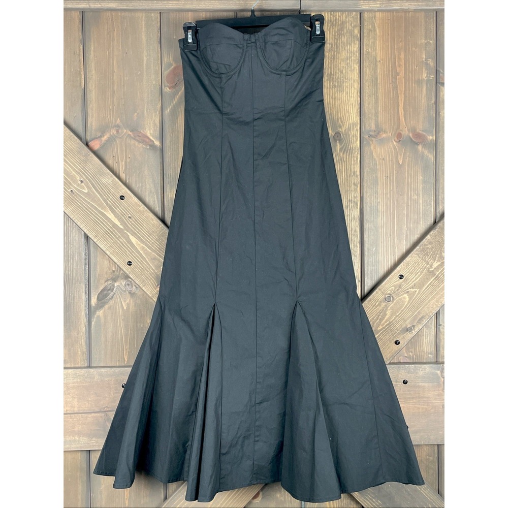 NWT LPA Strapless Mermaid Midi Dress Sweetheart Neckline Corset Cups Black XS